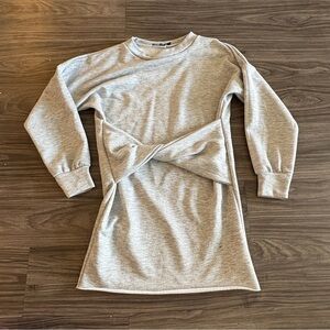 Boohoo Gray Long Sleeve Mini Dress with Front Knot Tie Details